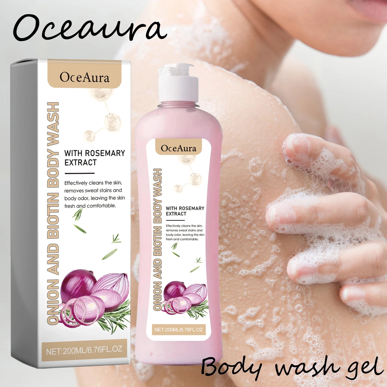Oceaura Rosemary Body Wash Gel Reduce Dryness Moisturizing Skin Eliminates Sweaty Odors Exfoliating Body Skin Shower Gel