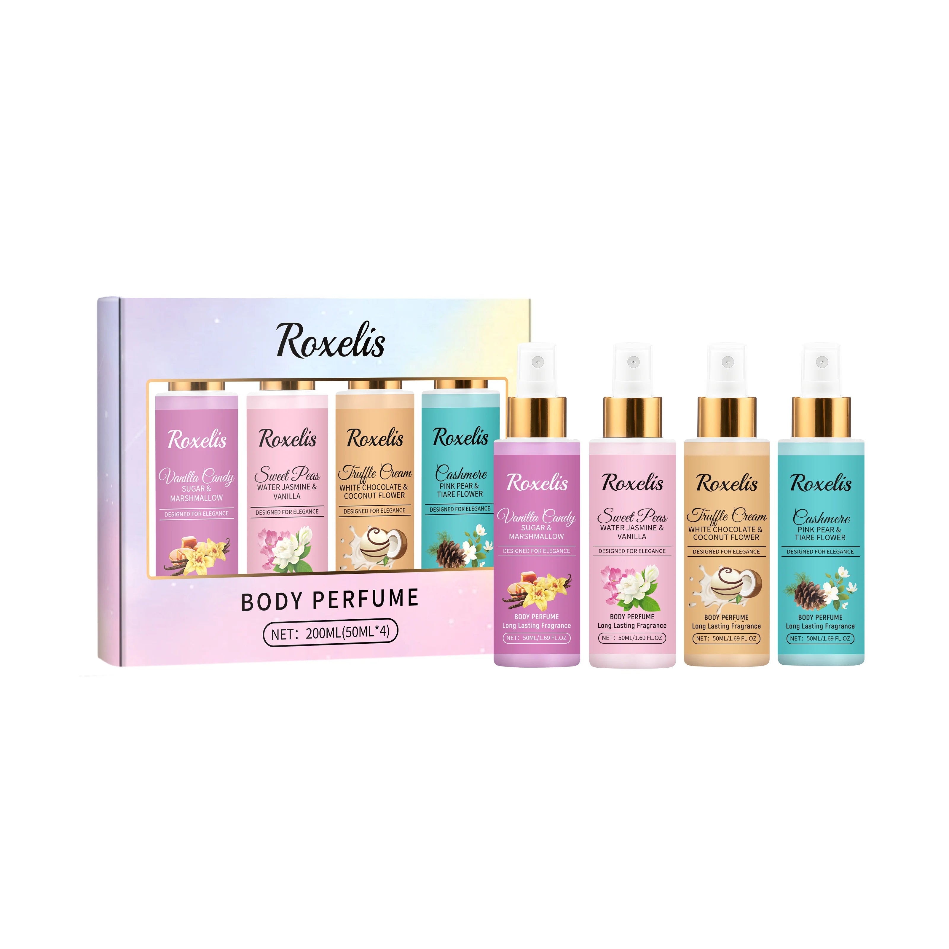 Roxelis 1set Body Fragrance Perfume Spray Set Long Lasting Freshing Fruit Scent Daily
