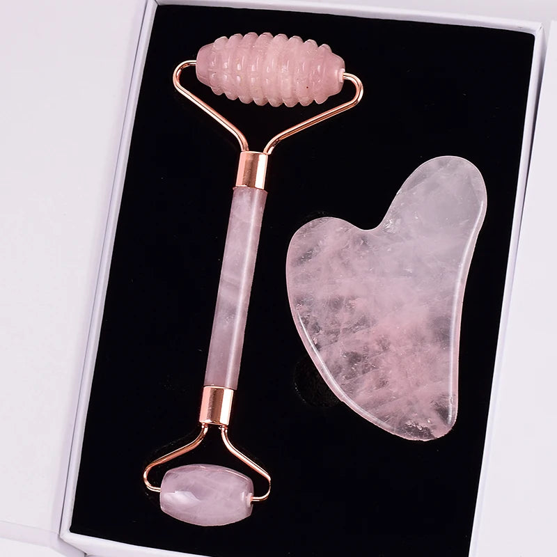 Face Care Massage Roller Natural Rose Quartz