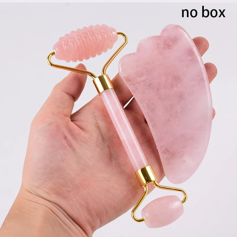 Face Care Massage Roller Natural Rose Quartz