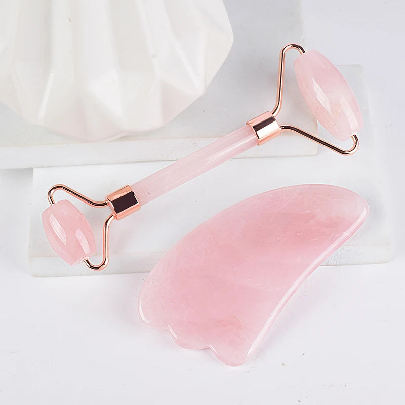 Face Care Massage Roller Natural Rose Quartz