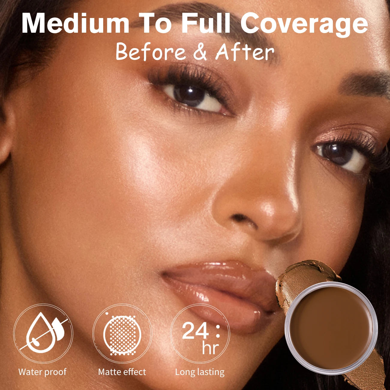 Waterproof Foundation Full Coverage, Oil-control Matte Velvet Nourishing Flawless Cream Foundation, 0.7oz Cream Bronzer Makeup