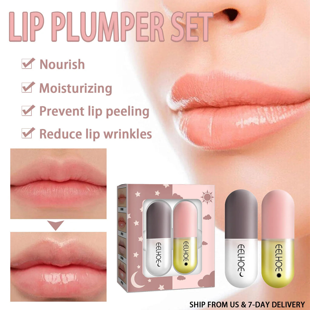 Lip Plumper Set Lip Moisturizing And Fading Lip Lines To Prevent Lips From Drying, Cracking, And Peeling Lip Care Liquid