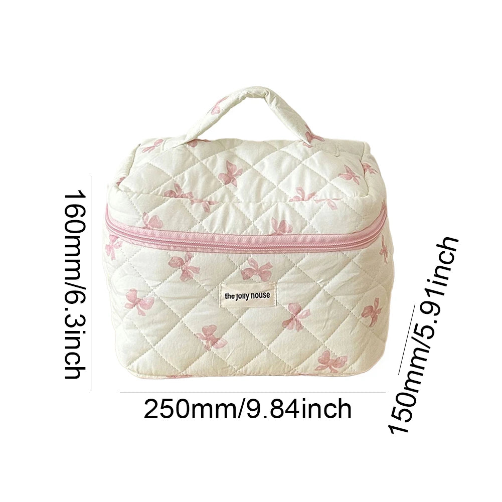 Makeup Organizer Storage Bag Cotton Quilted Cosmetic Organizer Case for Women and Girls
