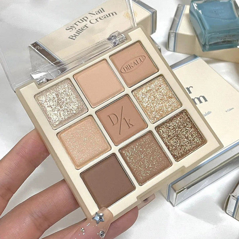 9-Color Eye Shadow Palette Glitter Pearly Eyeshadow Palette Nude Long Lasting Korean Charming Eyes Make Up Palette Cosmetics