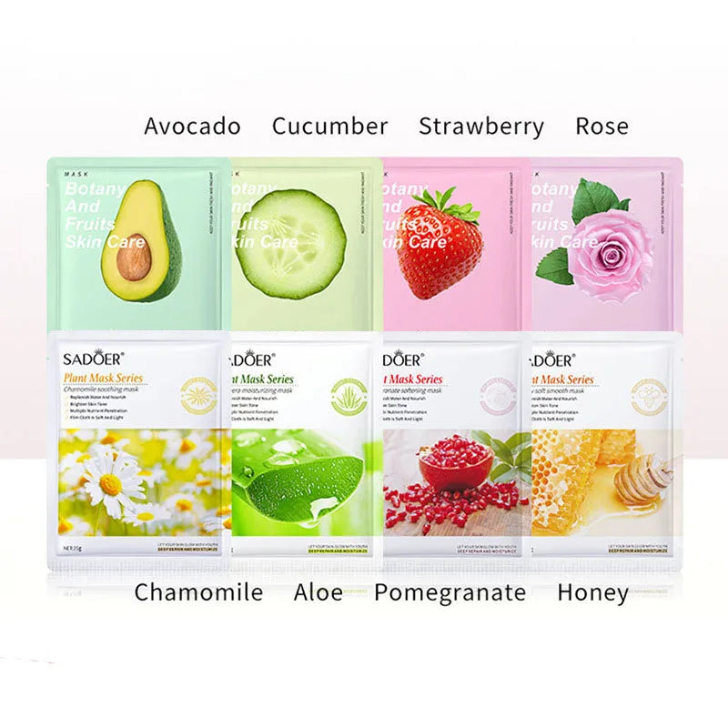8pcs Natural Plant Face Mask Beauty Skincare Facial