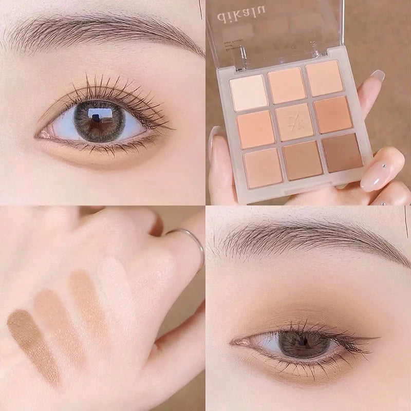 9-Color Eye Shadow Palette Glitter Pearly Eyeshadow Palette Nude Long Lasting Korean Charming Eyes Make Up Palette Cosmetics