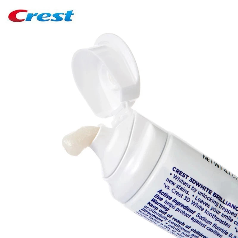 Crest 3D White Toothpaste Advanced Fluoride Anticavity Complex Brilliance Teeth Whitening Tooth Paste Squeezer Tubes 90g*3 Pcs