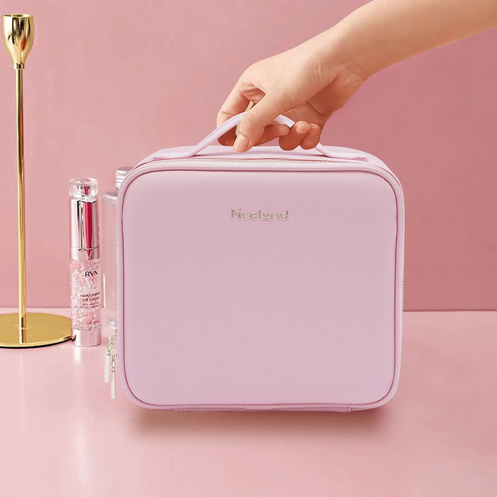 Makeup Train Case with Large Lighted Organizer Storage