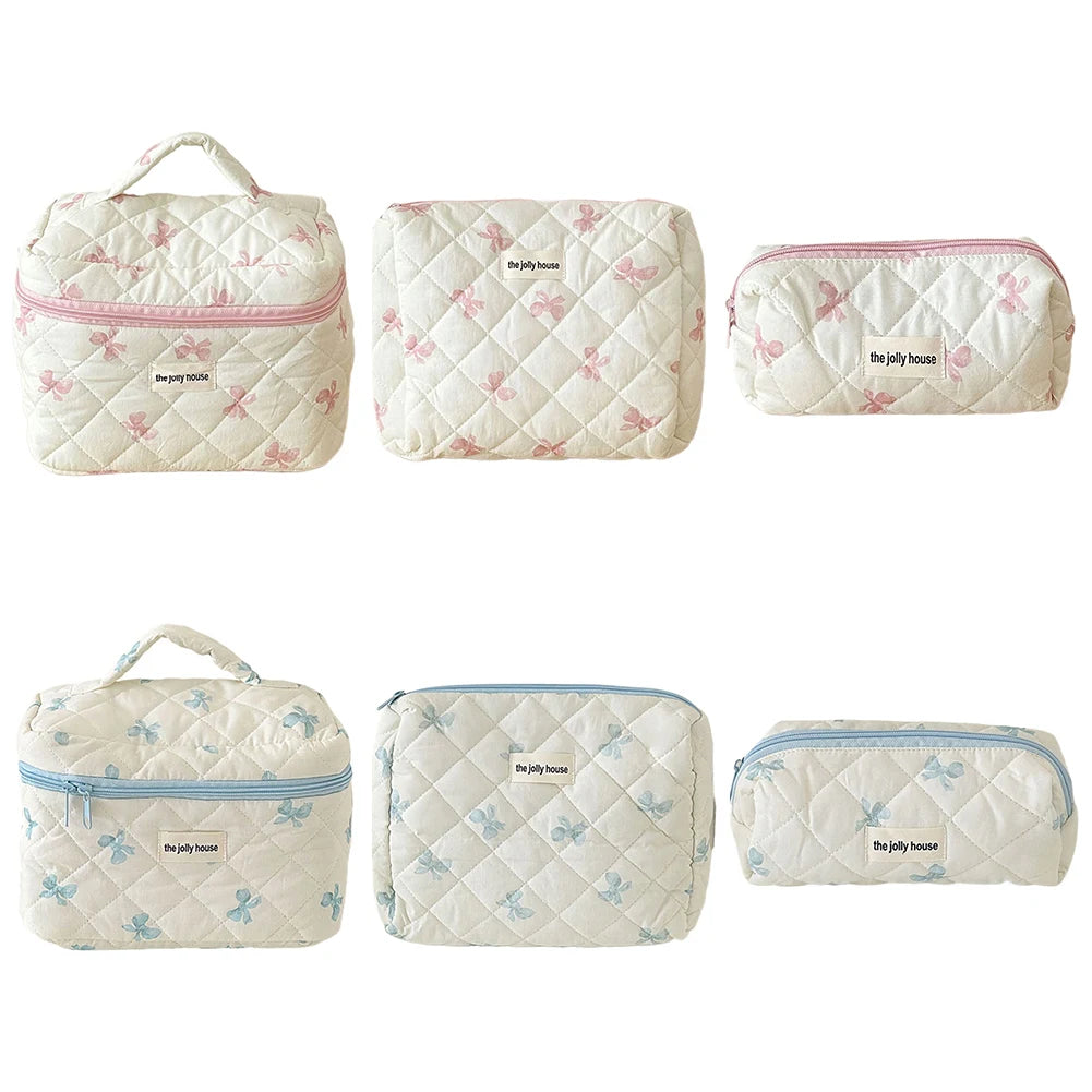 Makeup Organizer Storage Bag Cotton Quilted Cosmetic Organizer Case for Women and Girls