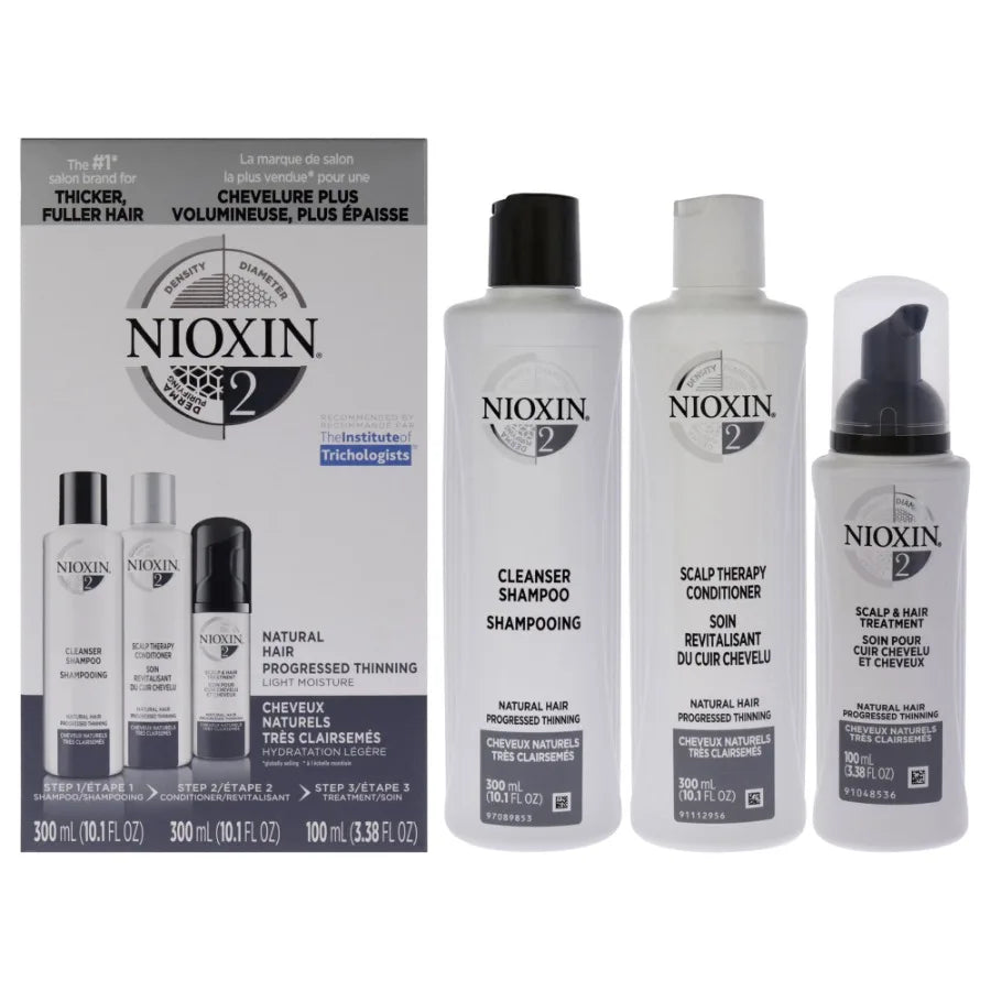 System 2 Kit by Nioxin for Unisex 3 Pc 10.1oz Cleanser Shampoo 10.1 oz Scalp Therapy Conditioner 3.38oz Scalp and Hair Treatmen