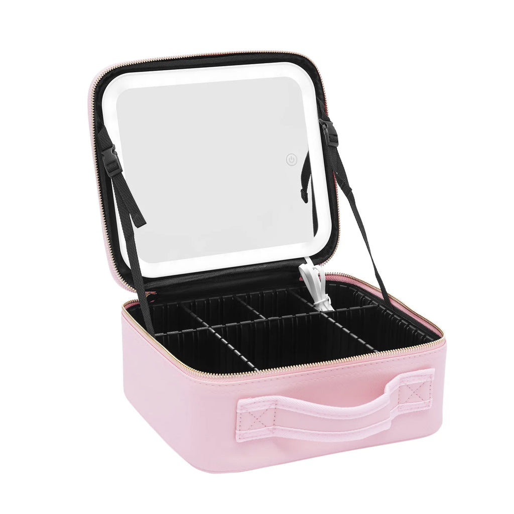 Makeup Train Case with Large Lighted Organizer Storage