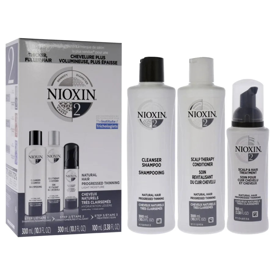 System 2 Kit by Nioxin for Unisex 3 Pc 10.1oz Cleanser Shampoo 10.1 oz Scalp Therapy Conditioner 3.38oz Scalp and Hair Treatmen