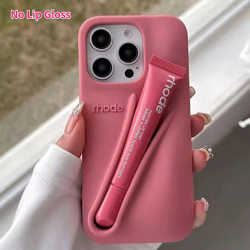 Rhode No Lip Gloss Case for IPhone 17 ProMax Air 11 12 13 14 15 16 Pro Max Plus Lemontini Espresso Ribbon Toast Rose Phone Cover