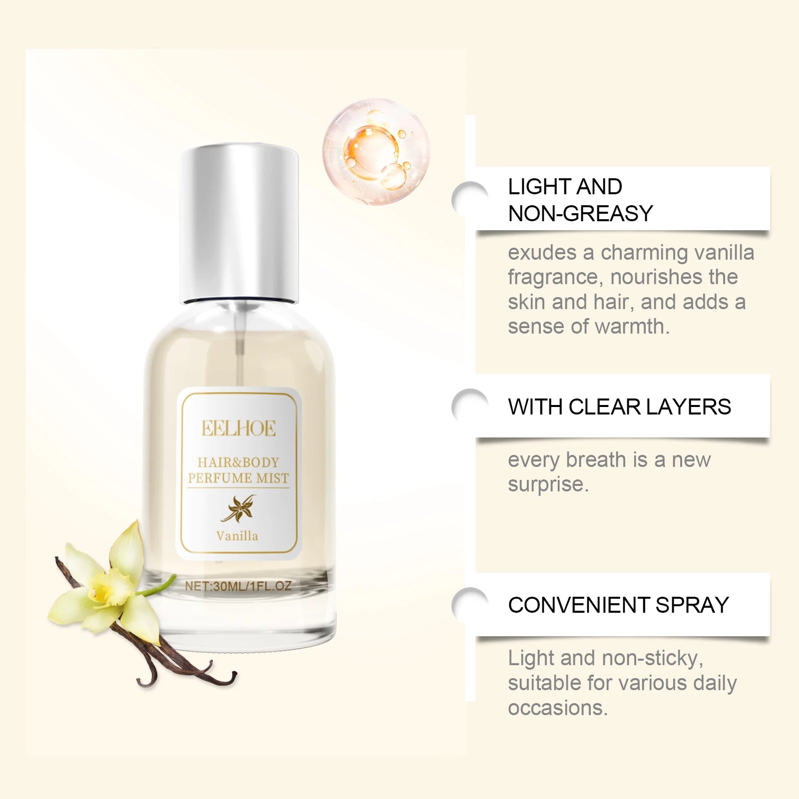 Vanilla Body Perfume Mist Fresh Natural