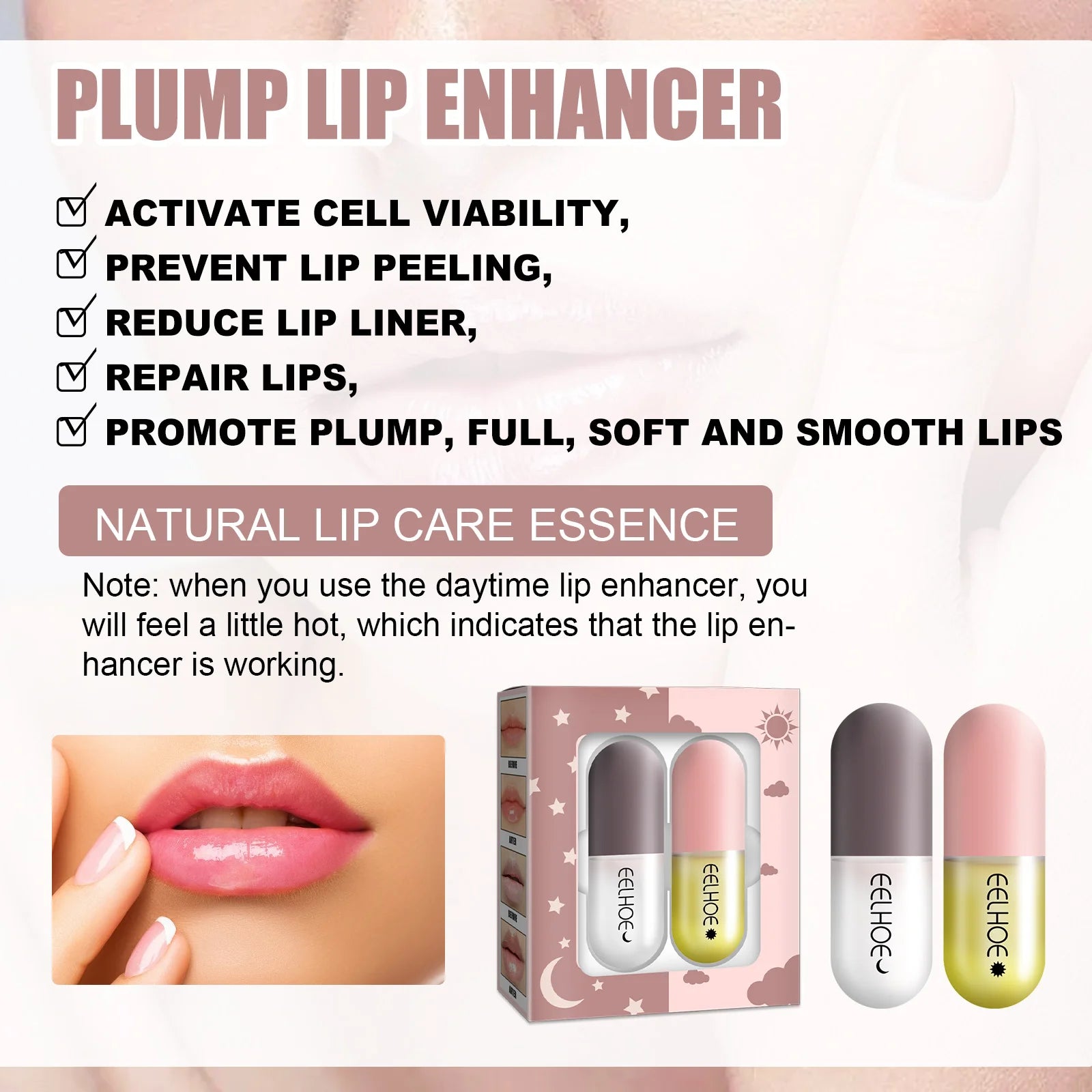 Lip Plumper Set Lip Moisturizing And Fading Lip Lines To Prevent Lips From Drying, Cracking, And Peeling Lip Care Liquid