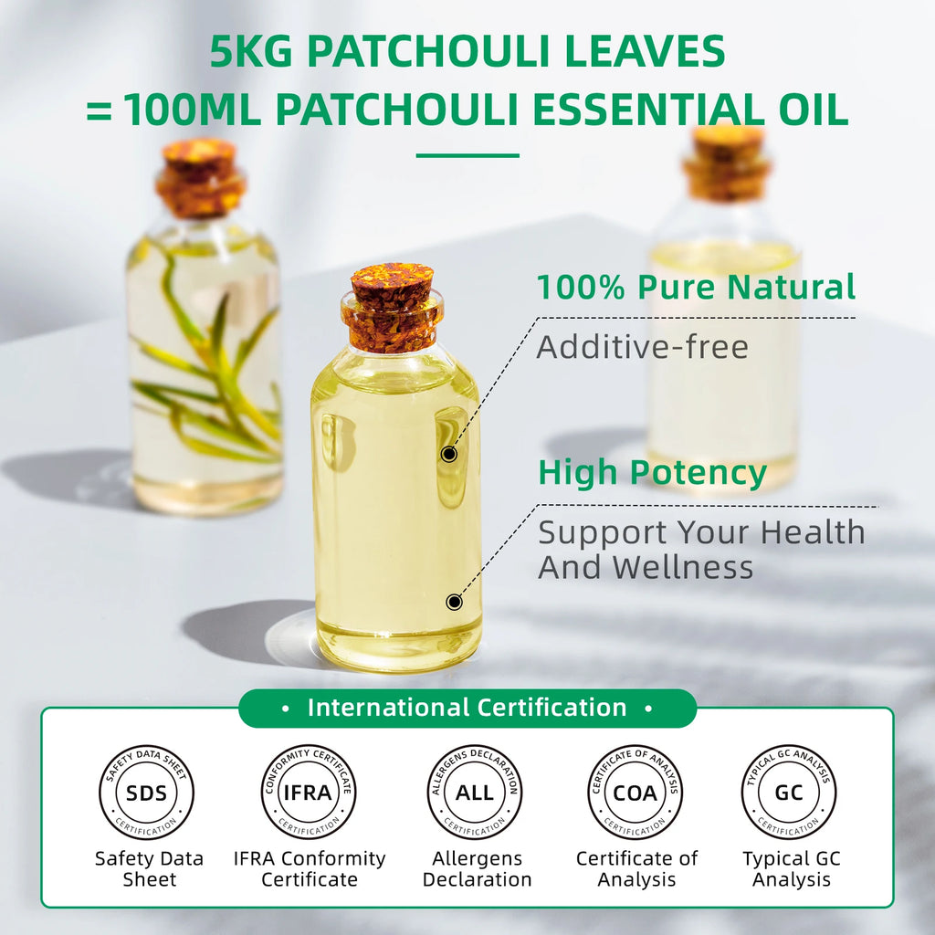HIQILI 100ML Patchouli Essential Oils,100% Pure Nature for Aromatherapy, Diffuser, Humidifier, Massage.