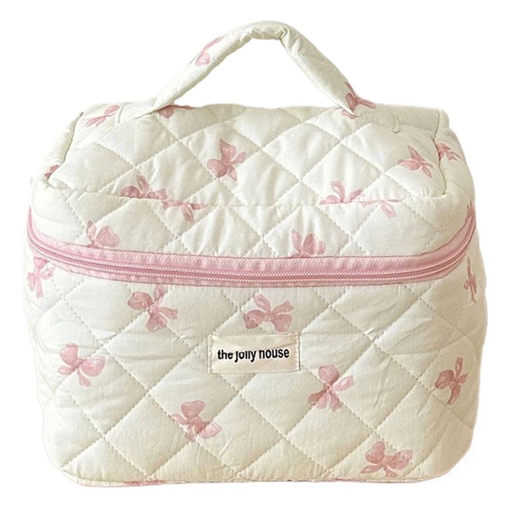 Makeup Organizer Storage Bag Cotton Quilted Cosmetic Organizer Case for Women and Girls