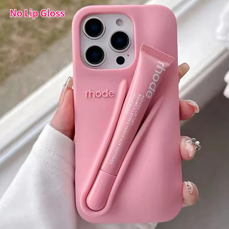 Rhode No Lip Gloss Case for IPhone 17 ProMax Air 11 12 13 14 15 16 Pro Max Plus Lemontini Espresso Ribbon Toast Rose Phone Cover