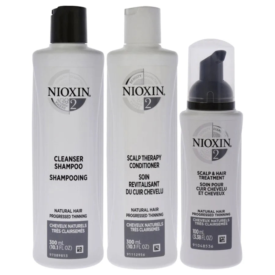 System 2 Kit by Nioxin for Unisex 3 Pc 10.1oz Cleanser Shampoo 10.1 oz Scalp Therapy Conditioner 3.38oz Scalp and Hair Treatmen