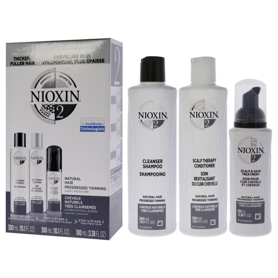 System 2 Kit by Nioxin for Unisex 3 Pc 10.1oz Cleanser Shampoo 10.1 oz Scalp Therapy Conditioner 3.38oz Scalp and Hair Treatmen