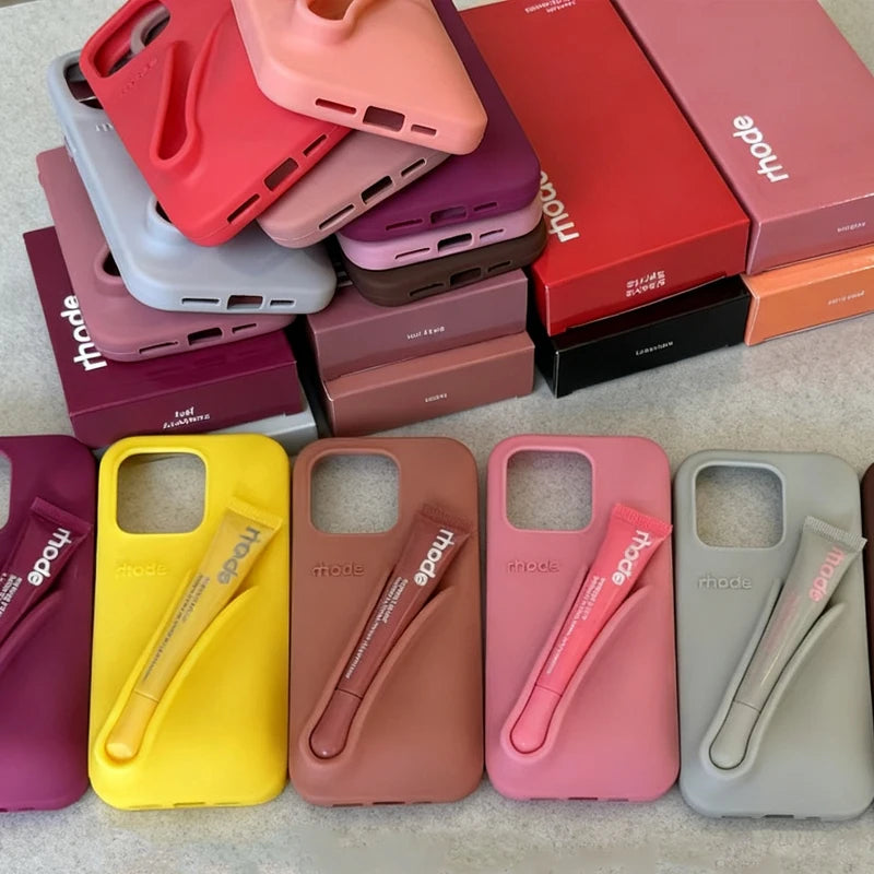 Rhode No Lip Gloss Case for IPhone 17 ProMax Air 11 12 13 14 15 16 Pro Max Plus Lemontini Espresso Ribbon Toast Rose Phone Cover