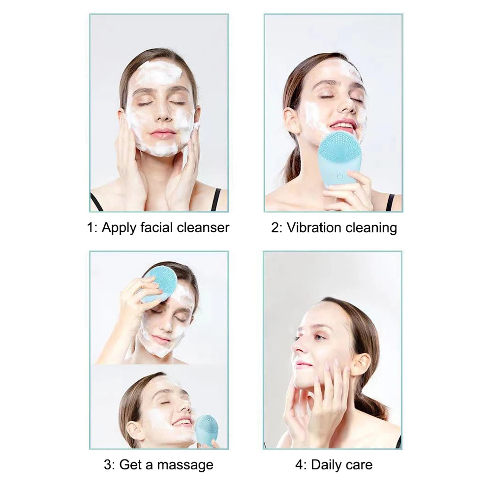 Electric Silicone Facial Cleanser Massager Skincare